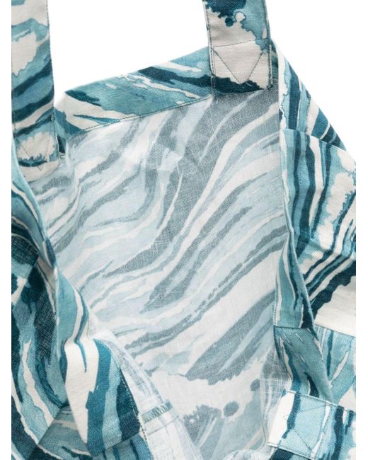 Maison Kitsuné Blue Abstract-pattern Linen Bag for men