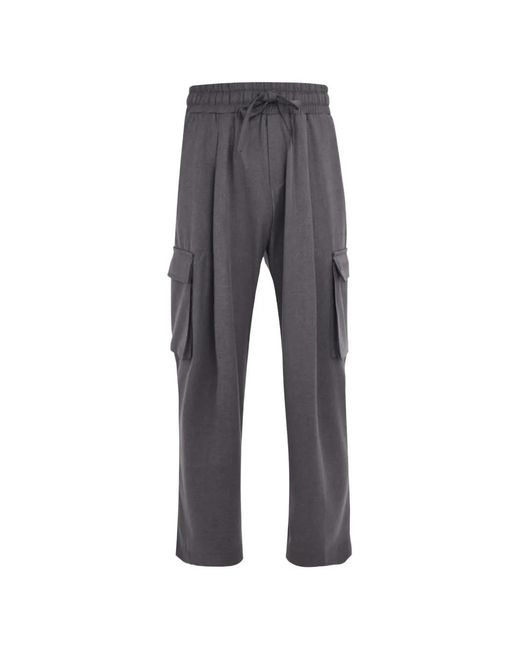 hinnominate Gray Cargo-Pocket Trousers for men