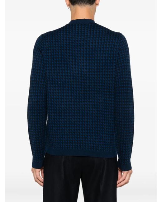 Emporio Armani Blue Wool Crewnekc Jumper for men