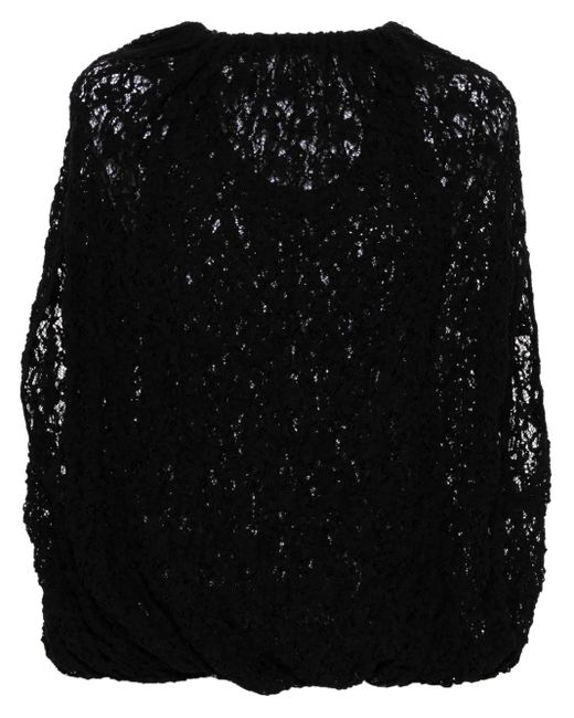 Jil Sander Black Lace-Embroidered Blouse