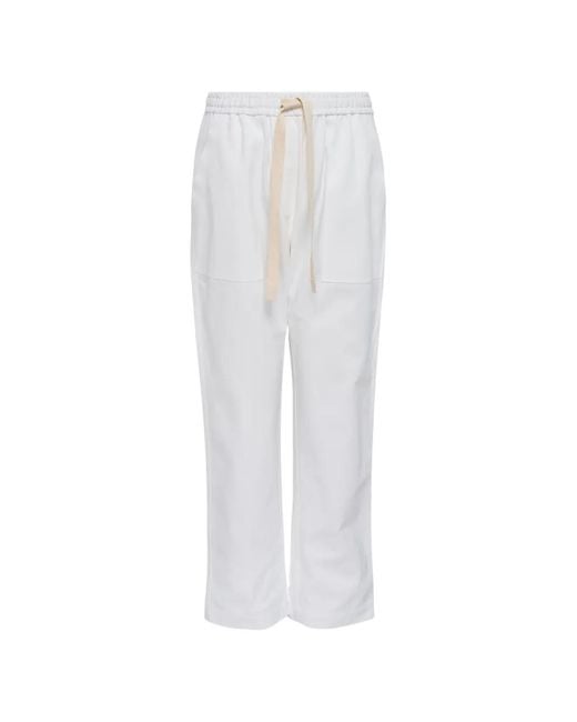 Lee Mathews White Drawstring Trousers