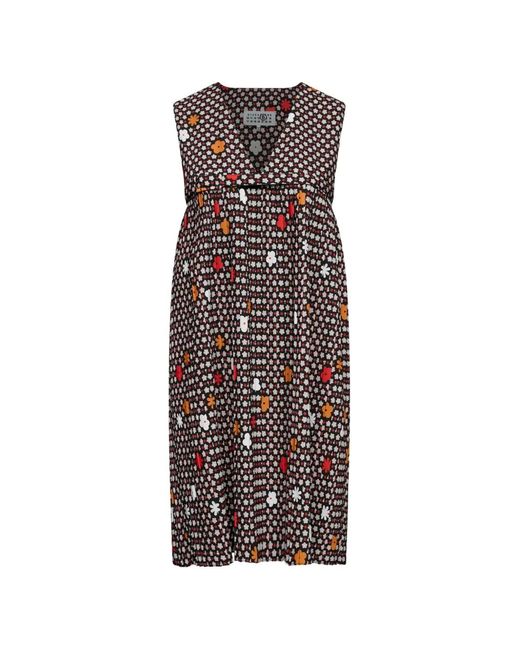 MM6 by Maison Margiela Red V-Neck Floral-Print Mini Dress