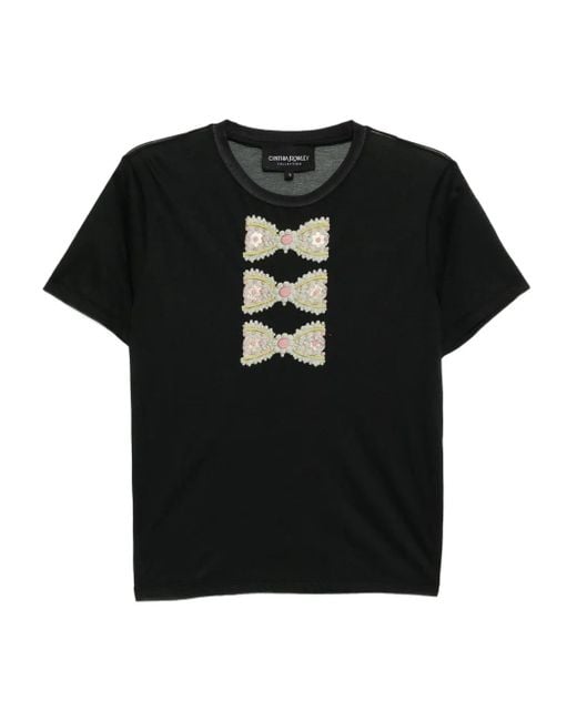 Camiseta con estampado brillante Cynthia Rowley de color Black