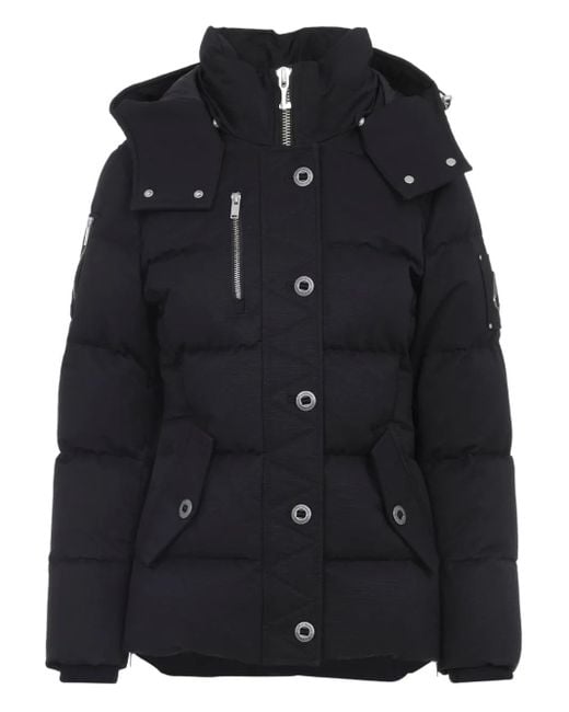 Moose Knuckles Black Quilted-Design Hooded Jacket