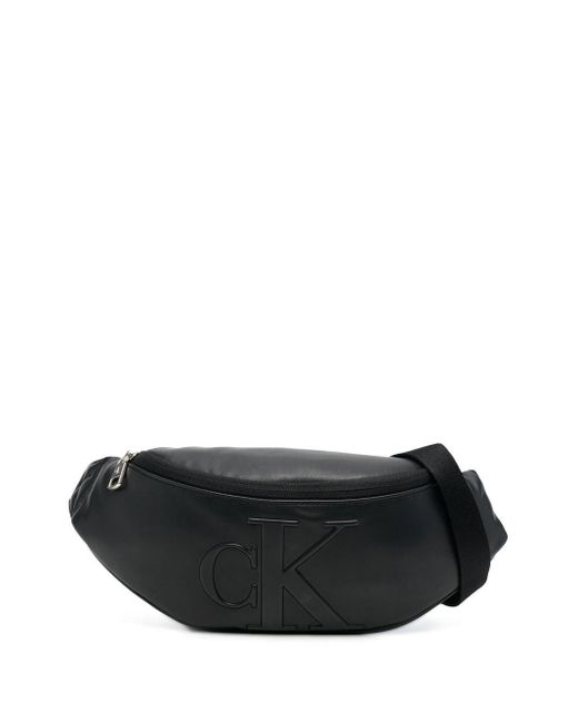Calvin Klein Black Embossed-logo Belt Bag for men