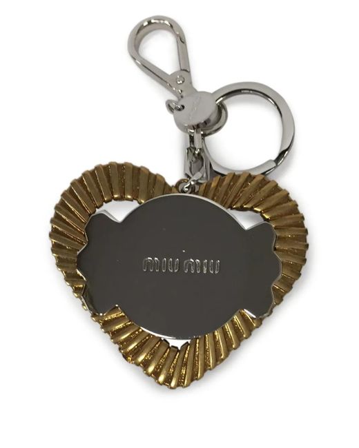 Miu Miu Blue Heart Crystal-Embellishment Keychain