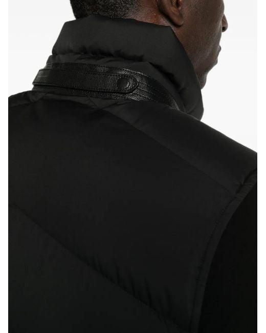 Tom Ford Black Quilted Leather-Trim Gilet for men