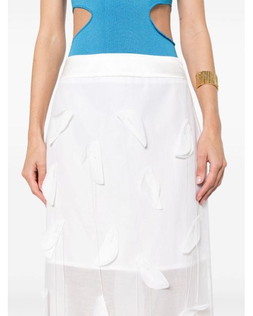 Peserico White Appliqué-detail Organza Skirt