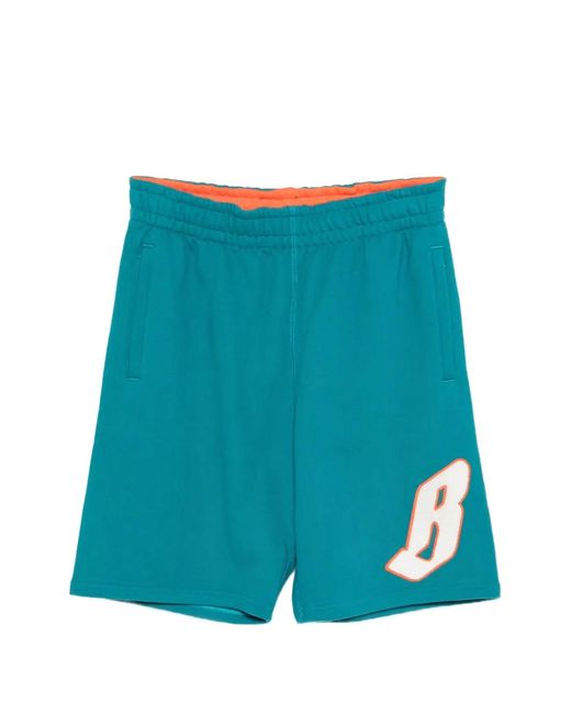 BBCICECREAM Blue Logo-Appliqué Track Shorts for men