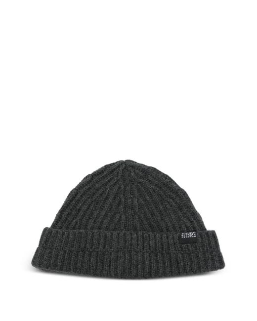 MM6 by Maison Margiela Black Ribbed-Knit Beanie Hat