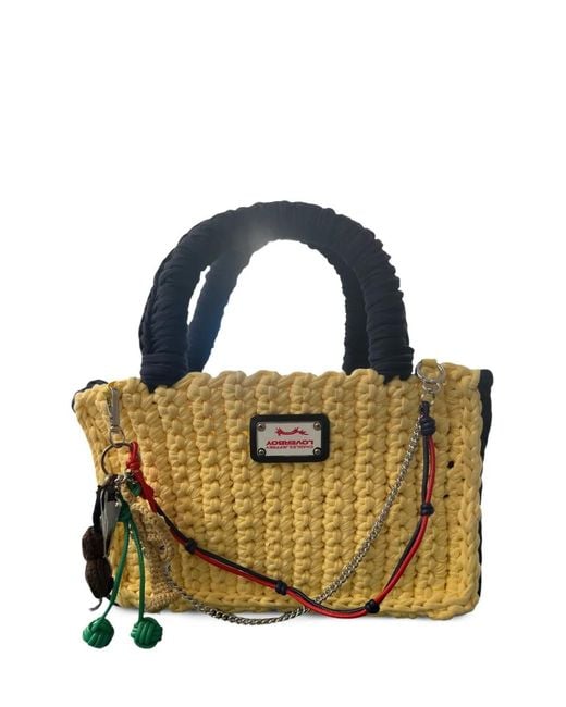 Charles Jeffrey Blue Crochet Instrument-Charm Tote Bag for men