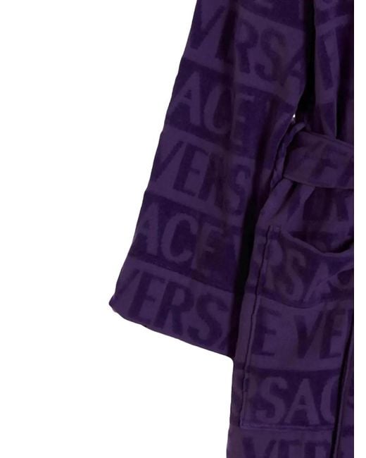 Versace Purple Logo-Print Bathrobe