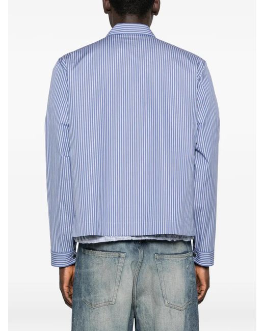Sacai Blue Striped Overshirt for men