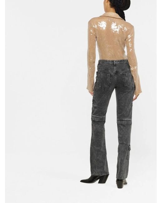 Isabel Marant Gray Distressed-Effect Denim Jeans