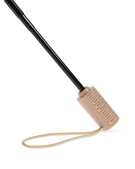 Moschino Natural Folding Umbrella With Logo