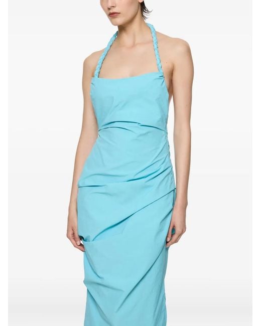 Paris Georgia Blue Romy Braided-Halterneck Midi Dress