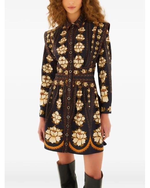 Farm Rio Natural Floral-Print Mini Dress