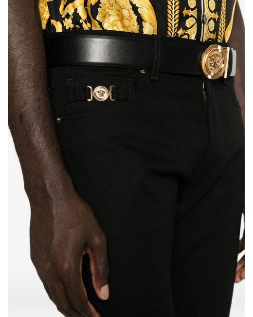 Versace Black Medusa '95 Logo-Plaque Jeans for men