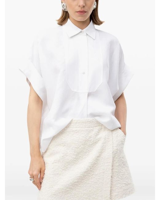 Boss White Bouclé Wrap-Front Shorts
