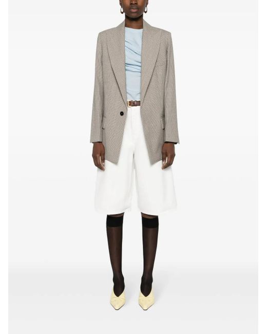 Victoria Beckham Gray Puppytooth Peak-Lapel Blazer