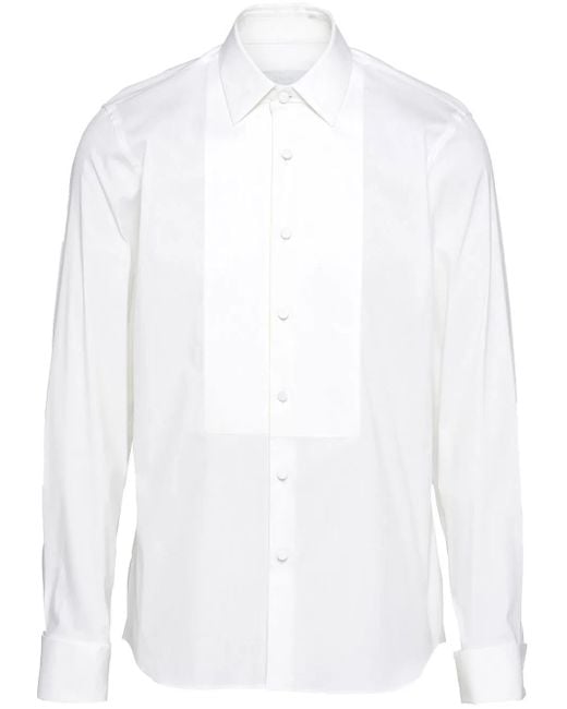 Prada White Long-Sleeved Poplin Shirt for men