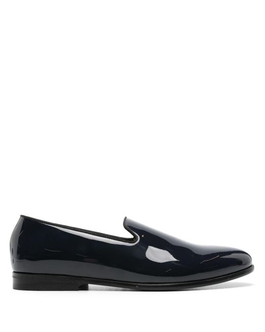Doucal's Blue Almond-toe Leather Loafers for men
