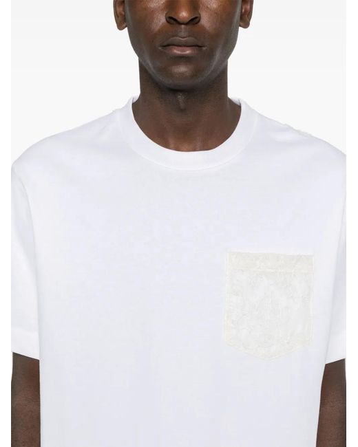 T-Shirt À Empiècement En Dentelle Simone Rocha pour homme en coloris White