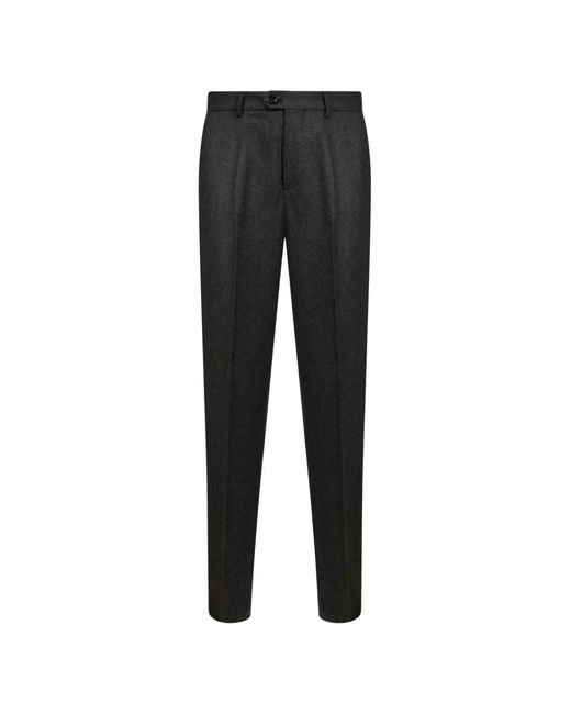 Brunello Cucinelli Black Pleated Virgin-Wool Trousers for men