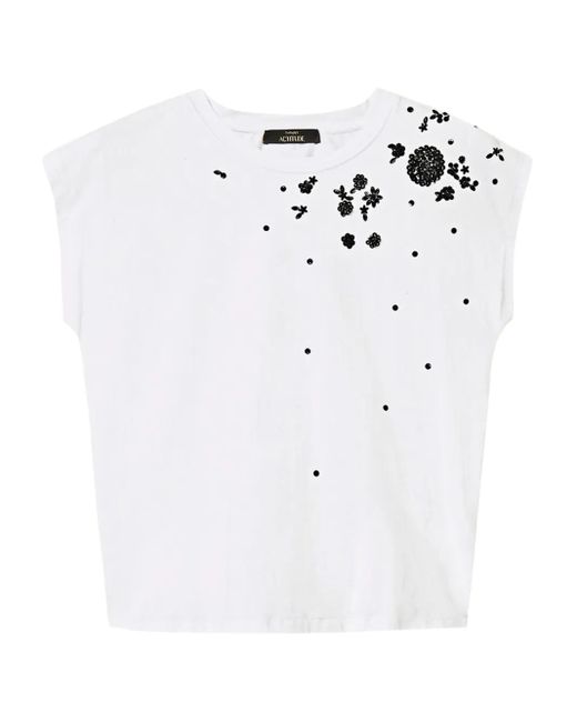 Camiseta con bordado floral Twinset de color White