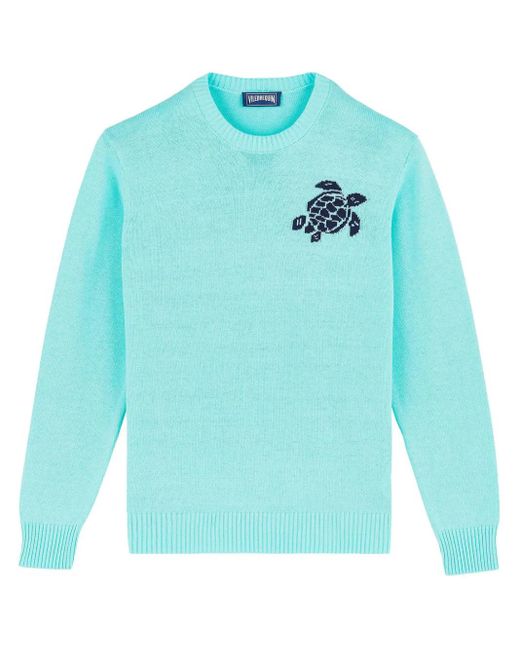 Vilebrequin Blue Embroidered-Logo Sweater for men