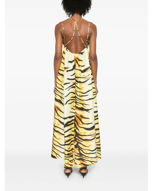 Nanushka Metallic Zebra-Print Maxi Dress