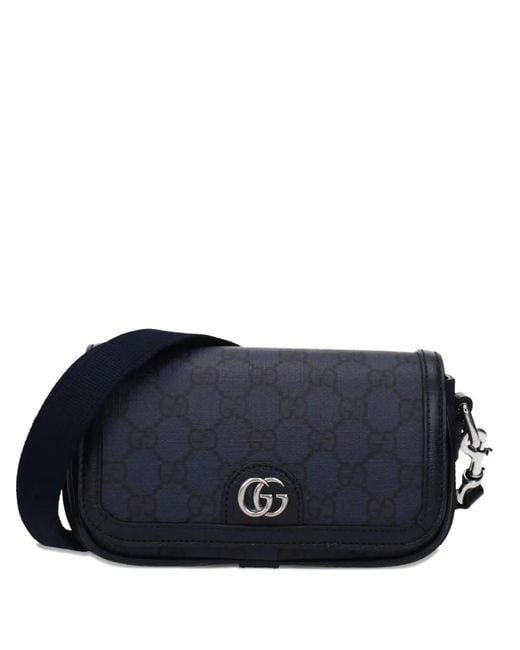 Gucci Blue Gg-Motif Detachable-Strap Mini Bag for men