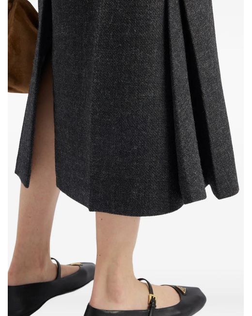 Prada Black Rush-Stitch Midi Skirt