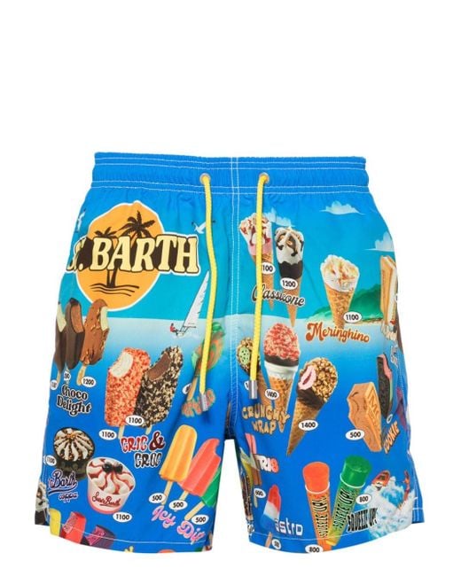 Mc2 Saint Barth Blue Gustavia Placed Swim Shorts for men
