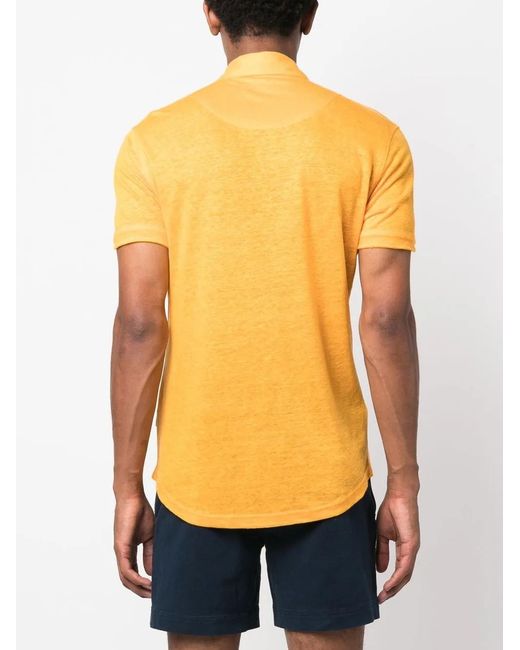 Orlebar Brown Yellow Sebastien Linen Polo Shirt for men