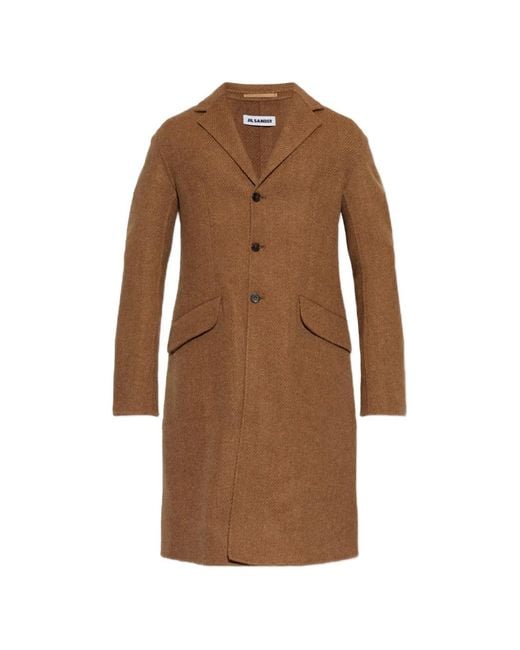 Jil Sander Brown Wool Coat With Single Vent for men
