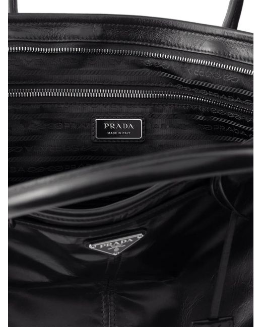 Prada Black Bonnie Leather Tote Bag for men