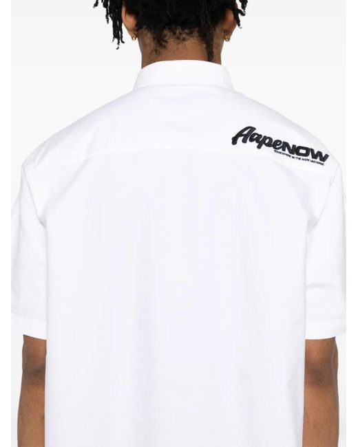 Aape By A Bathing Ape White Aapenow Moonface-Logo Shirt for men