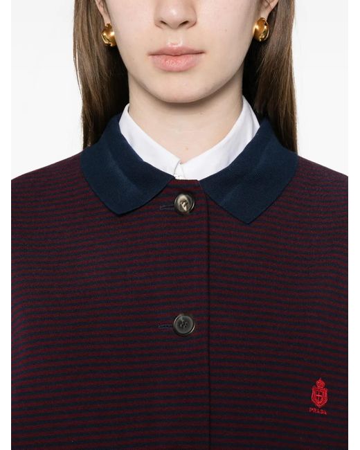 Prada Purple Striped Embroidered Jacket