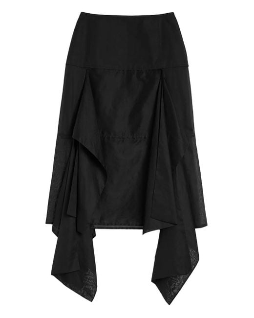 Gonna Midi Con Inserti di Jil Sander in Black