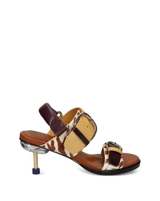 4Ccccees Brown Osha Line Mid Buckled Zebra-Print Sandals