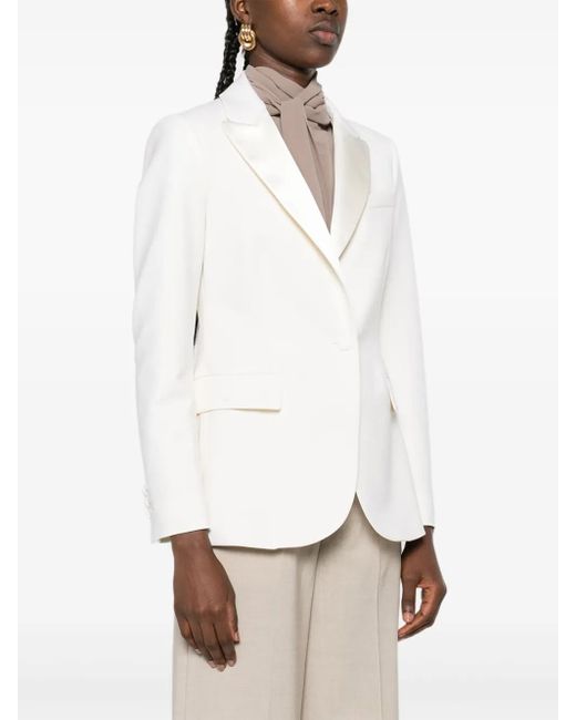 P.A.R.O.S.H. White Single-Breasted Wool-Blend Blazer