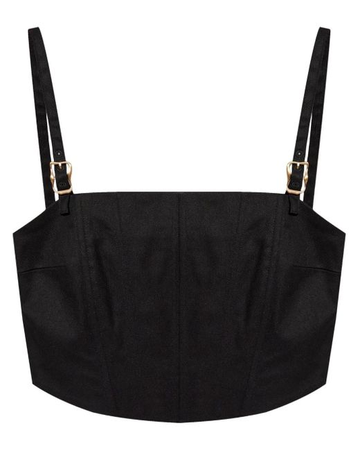 Cult Gaia Black Square-Neck Crop Top