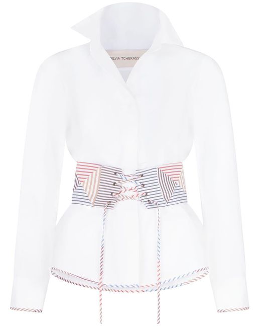 Chemise en coton Berenice à taille ceinturée Silvia Tcherassi en coloris White