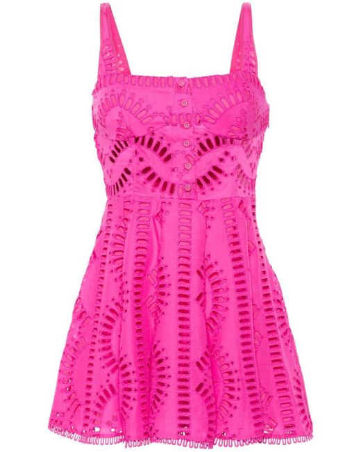 Charo Ruiz Pink Ricka Broderie-anglaise Mini Dress