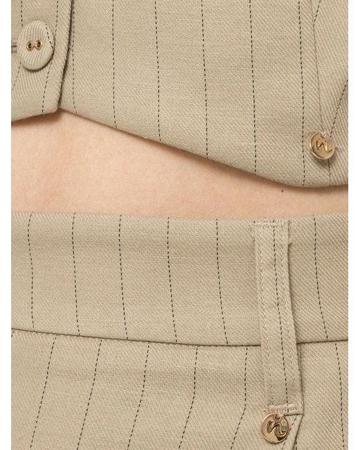 Nissa Natural High-Waisted Pinstripe Shorts