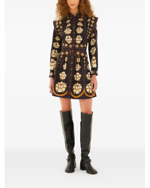 Farm Rio Natural Floral-Print Mini Dress