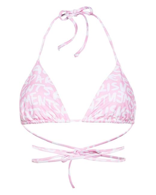 Vetements Pink Logo-print Halterneck Bikini Top