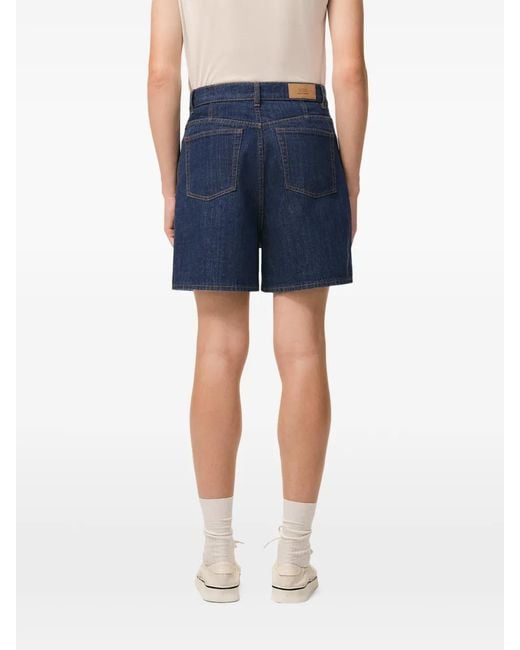 AMI Blue Cotton Shorts With Heritage Label for men