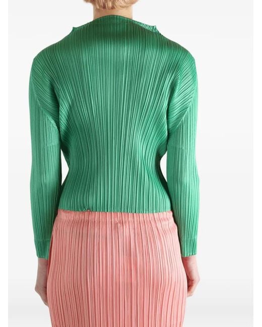 Pleats Please Issey Miyake Green Pleated Top